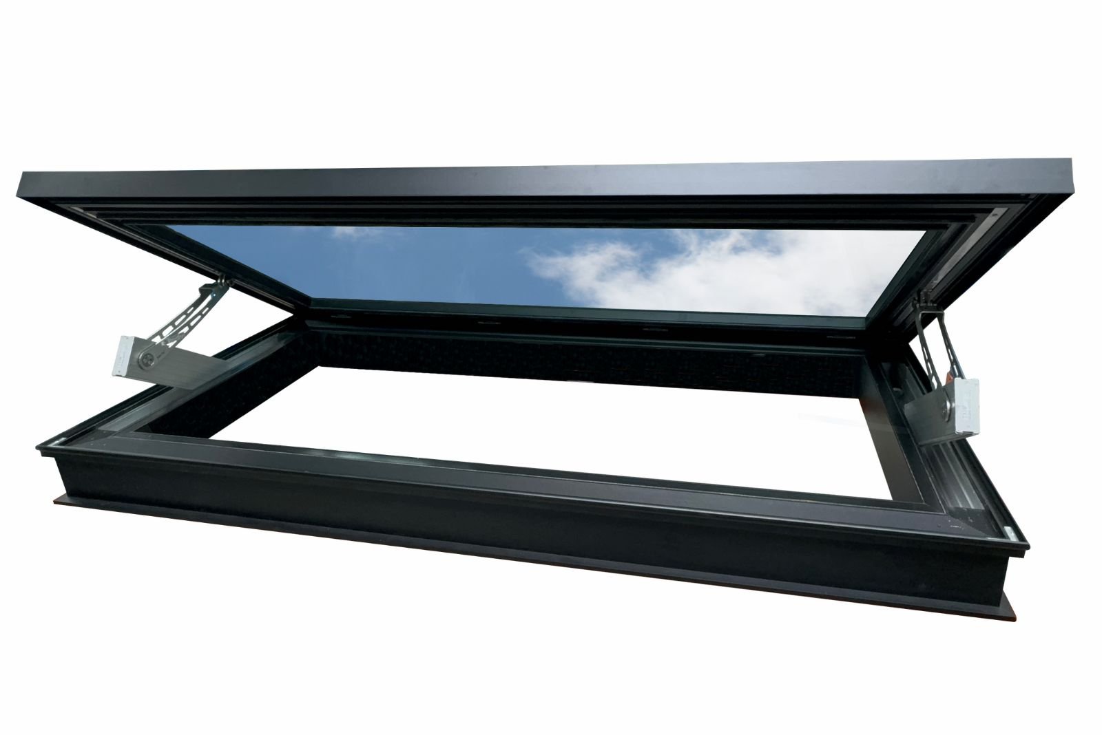 Flachdach Ausstieg Dachfenster – Modernes Dachfenster für Flachdächer auf weißem Hintergrund