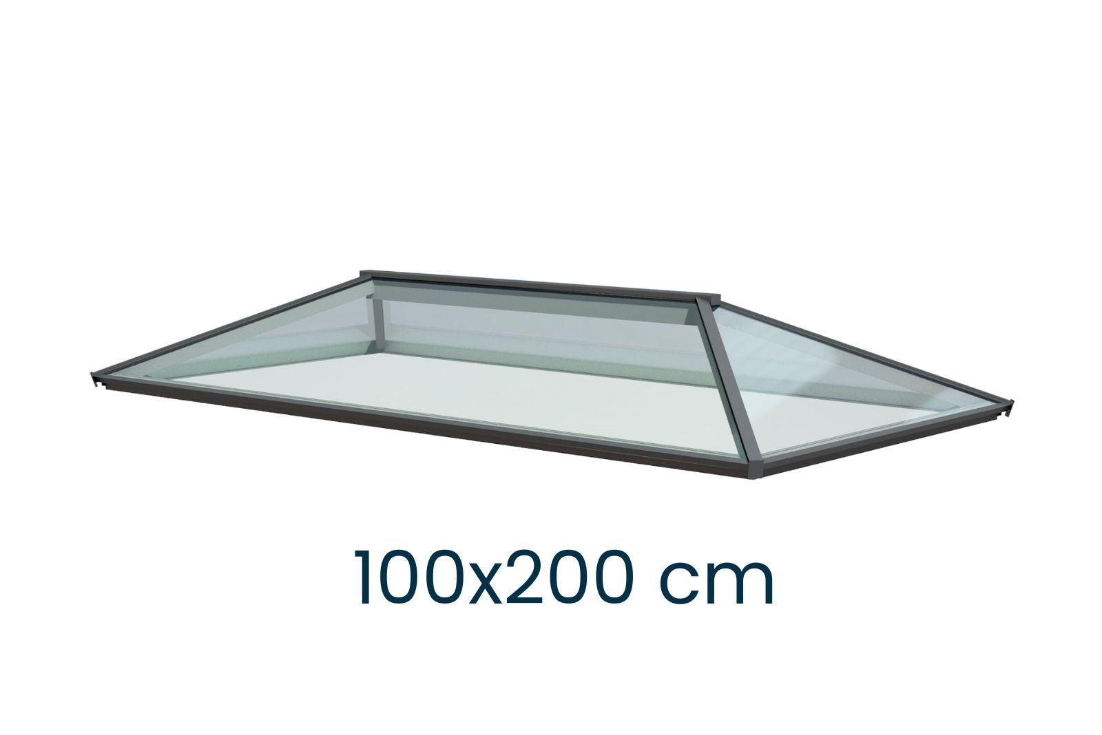 Ultraglas Premium Moderne Lichtkuppel Flachdach 100 x 200cm Grau/ Weiß - auf Lager