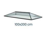 Ultraglas Premium Moderne Lichtkuppel Flachdach 100 x 200cm Grau/ Weiß - auf Lager